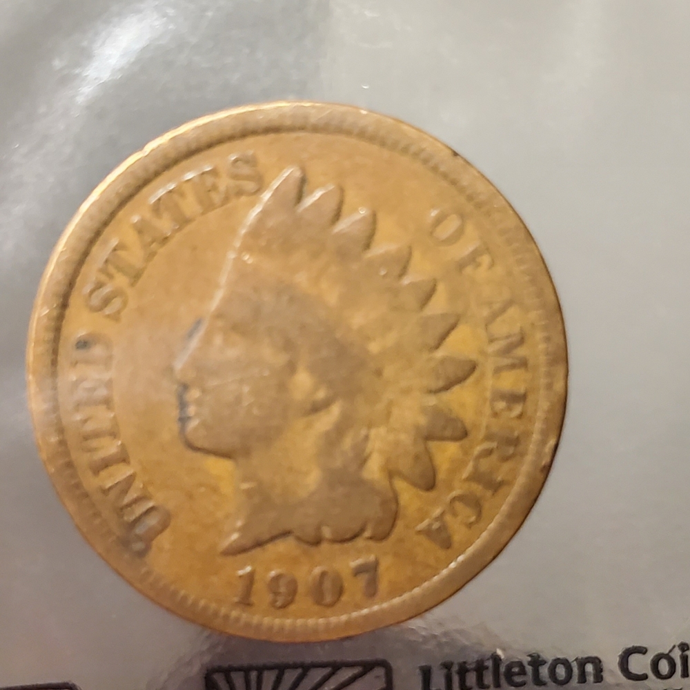 1907 Indian Head Cent, Variety 3, Bronze 1907P Average Circulation Penny Coin